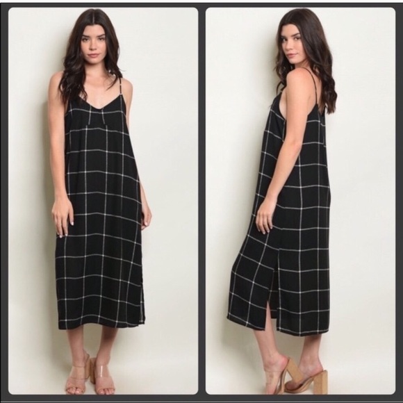 NWT Gilli Maxi Checked Dress / Jumper w/Side Slit - Picture 8 of 16